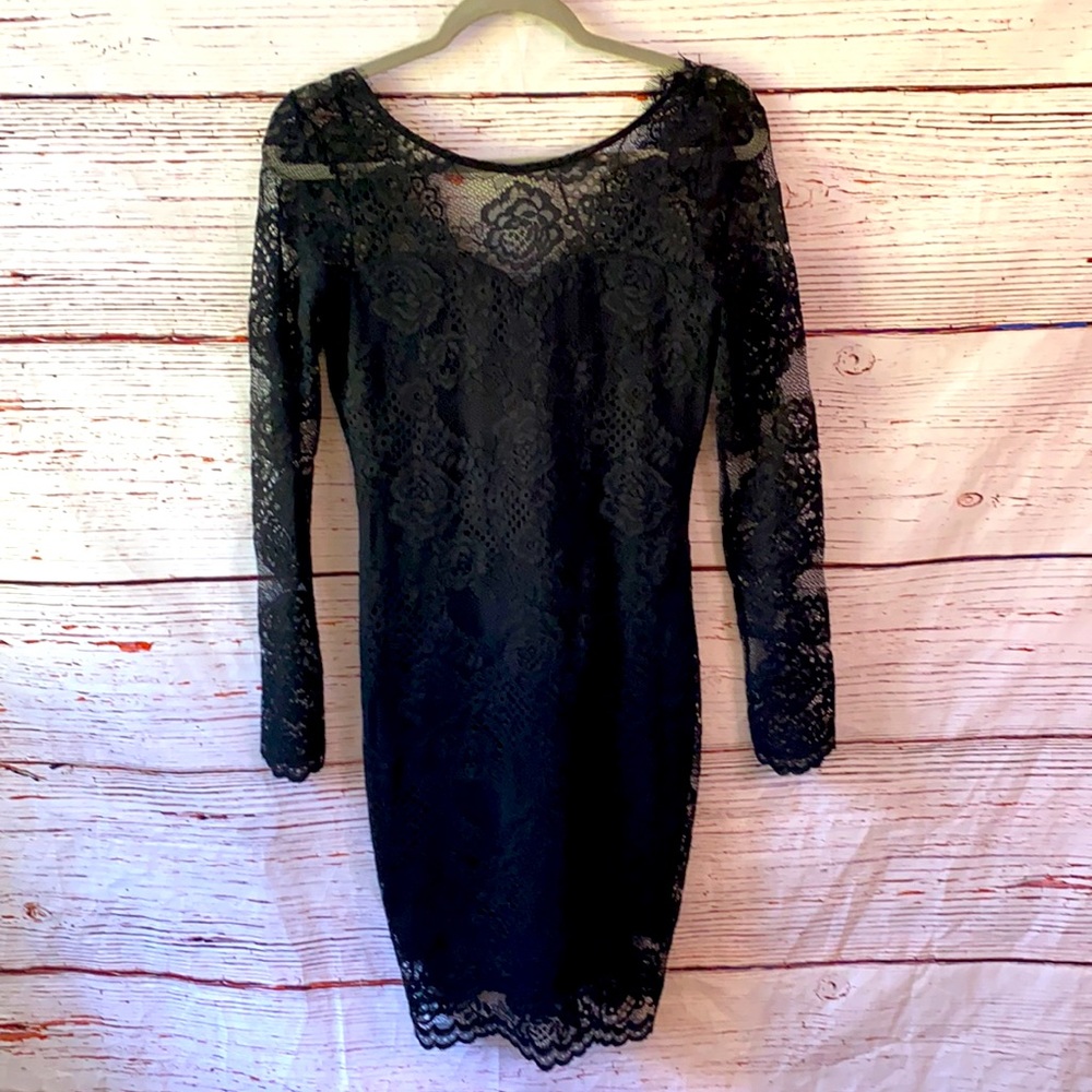 NWT H&M Black Lace Bodycon Dress Size 8
